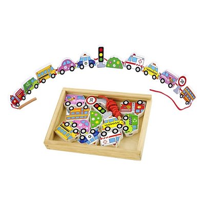 Dřevěná navlékací sada - Auta POSLEDNÍ KUSY