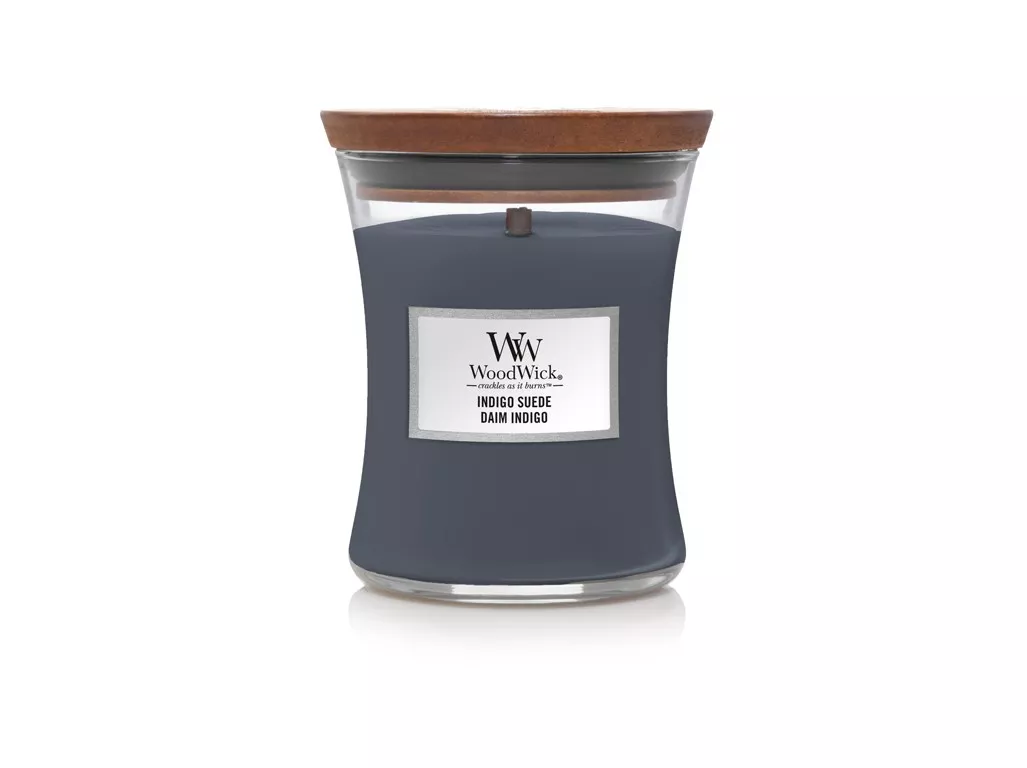 WoodWick sklo střední - 9,9x11,4 - Indigo Suede
