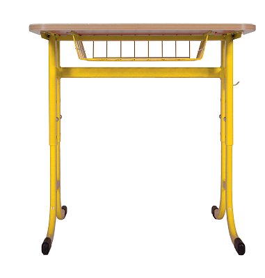 Školní stůl TITAN PLUS jednomístný s košíkem - v. 59 až 82 cm - Žlutá/Buk 13