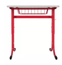 Školní stůl TITAN PLUS jednomístný s košíkem - v. 59 až 82 cm - Červená/Javor