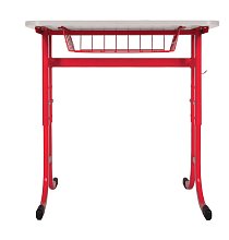 Školní stůl TITAN PLUS jednomístný s košíkem - v. 59 až 82 cm - Červená/Bílá