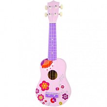 Dětský dřevěný hudební nástroj - Ukulele růžové