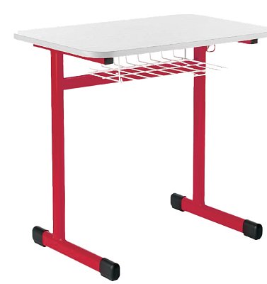 Školní stůl TITAN jednomístný s košíkem - v. 59 cm - Červená/Bílá