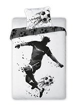 Bavlněné povlečení 140x200 + 70x90cm - Fotbal černo/bílý
