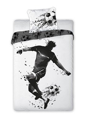 Bavlněné povlečení 140x200 + 70x90cm - Fotbal černo/bílý