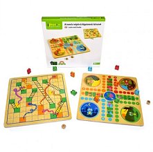Dřevěná desková hra 2v1 - Člověče nezlob se / Žebříky a hadi