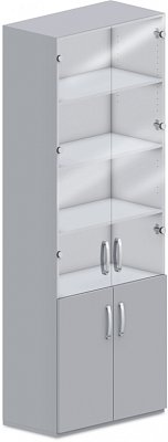 Skříň policová, prosklená dvířka 80x42x215,5cm - Wenge