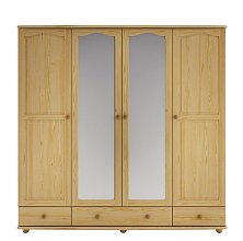 Skříň šatní dvéřová se zrcadlem z masivní borovice 200x57x210cm - Borovice