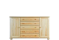 Komoda kombinovaná z masivní borovice 165x42x92cm - Šedá