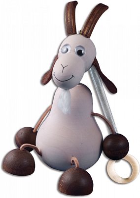 Figurka kozel světlý na pružince z masivní borovice výška 13cm