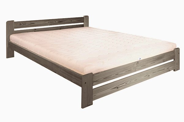 Postel z masivní borovice, dvoulůžko 140x200cm - Šedá