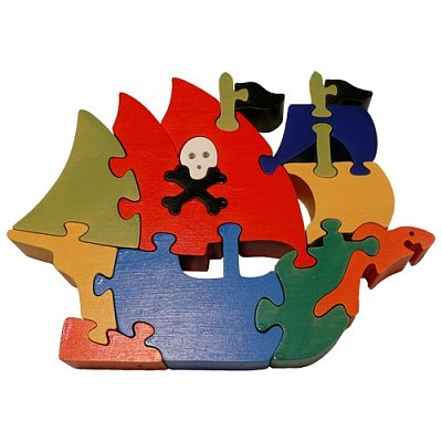 Dřevěné puzzle - Pirátská loď