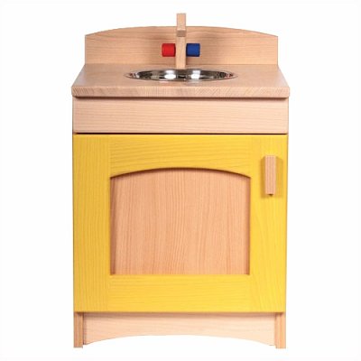 Dřevěná kuchyňka II - Skřínka s dřezem žlutá