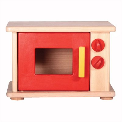 Dřevěná kuchyňka - Mikrovlnná trouba červená