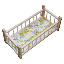 Dřevěná postýlka pro panenku přírodní (60 cm)