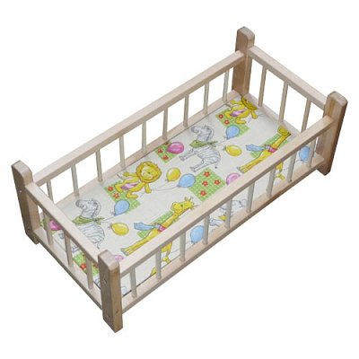 Dřevěná postýlka pro panenku přírodní (60 cm)