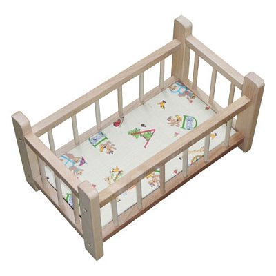 Dřevěná postýlka pro panenku přírodní (43 cm)