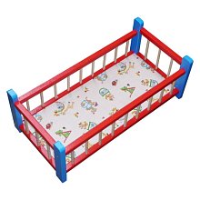 Dřevěná postýlka pro panenku modro-červená (60 cm) 