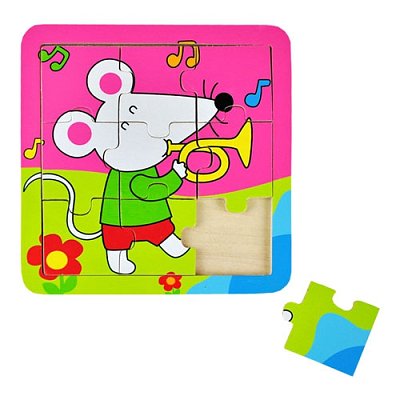 Veselé dřevěné puzzle - Myška