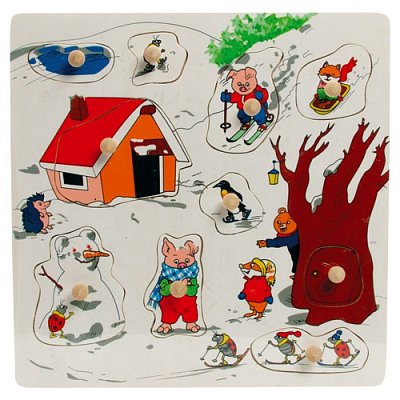 Dřevěné puzzle s úchyty - Zima