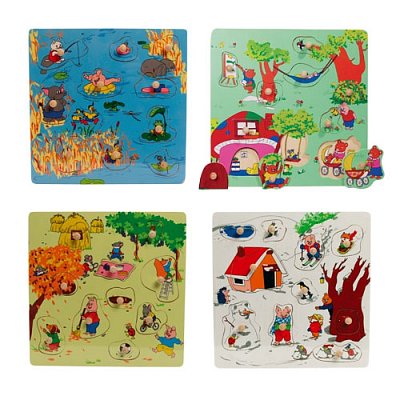 Dřevěné puzzle s úchyty (sada 4 ročních období)