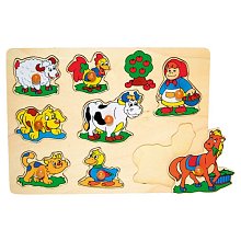Dřevěné puzzle s úchyty - Zvířátka