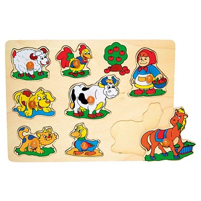 Dřevěné puzzle s úchyty - Zvířátka