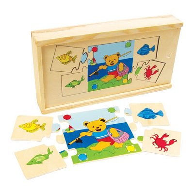 Hravé dřevěné puzzle