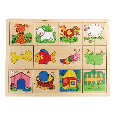 Dvoudílné obrázkové dřevěné puzzle - 24 dílků