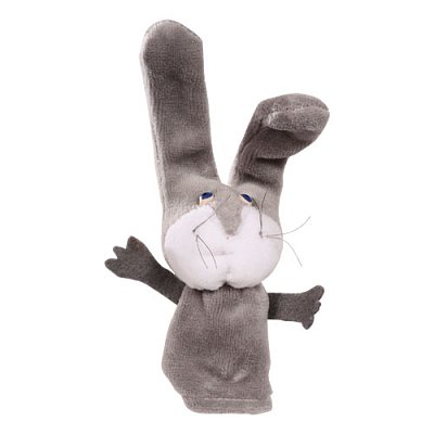 Maňásek plyšový 15 cm - Zajíček šedý