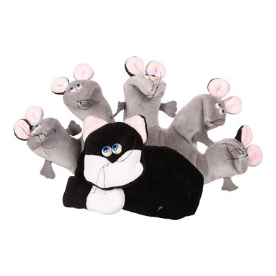 Maňásek plyšový 22 cm - Kočka s myškami