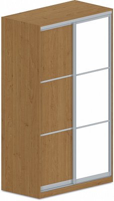 Šatní skříň s posuvnými dveřmi se zrcadlem 120x62x205cm - Buk bílý