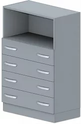 Skříň policová, zásuvky/niky 80x42x117,5cm - Šedá