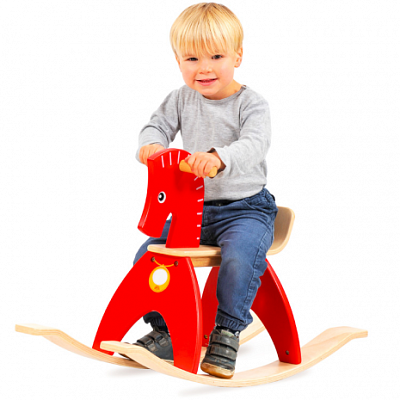 Dřevěný houpací kůň červený
