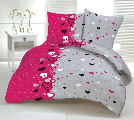 Povlečení krep - 140/200 + 70/90 - 155 Růžová