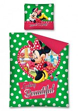 Povlečení dětské 140x200+70x80 - Minnie Mouse Looking Beautiful zelená