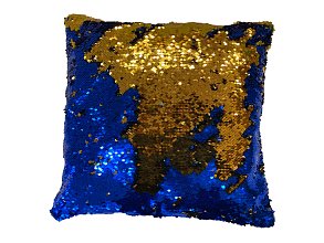 Povlak na polštářek flitrový -modro-žlutý