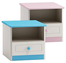 Noční stolek z masivní borovice 43x35x39cm - Bílá