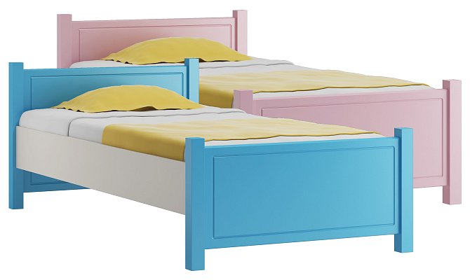 Postel z masivní borovice, jednolůžko 90x200cm - Bílá