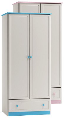 Skříň šatní kombinovaná z masivní borovice 80x60x160cm - Bílá