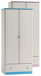 Skříň šatní kombinovaná z masivní borovice 90x60x183cm - Bílá