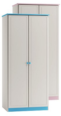 Skříň šatní dvoudvéřová z masivní borovice 90x60x183cm - Bílá