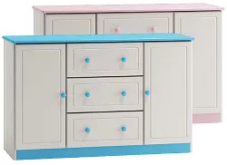 Komoda kombinovaná z masivní borovice 118x47x75cm- Bílá