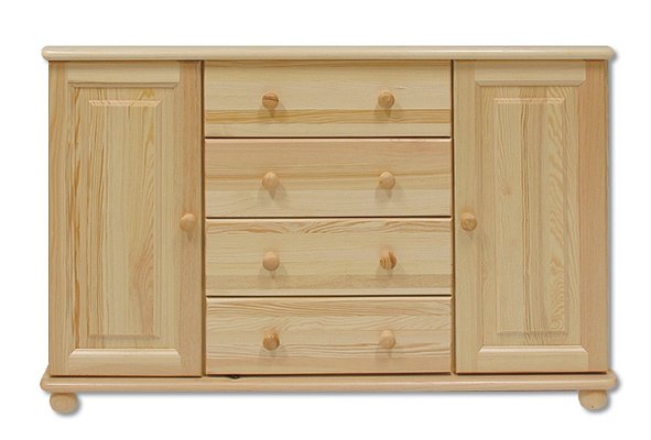 Drewmax KD122 - Komoda kombinovaná z masivní borovice 118x47x78cm- Surová