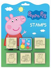 Velká dřevěná razítka - Prasátko Peppa 5 + 1 různé motivy