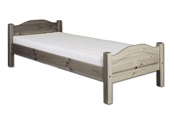 Postel z masivní borovice, jednolůžko 90x200cm - Šedá