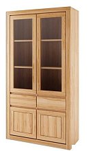 Prosklená vitrína z přírodního buku 100x41x190cm - Bělený