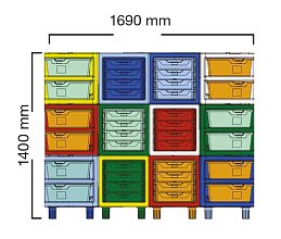 Kompletní složená sestava 2x3 s rohovými šuplíky