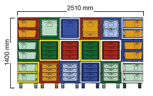 Kompletní složená sestava 4x3 s rohovými šuplíky