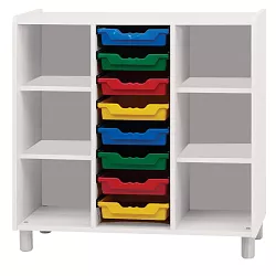 Úložný prostor s osmi barevnými koši/přihrádkami - Bílá